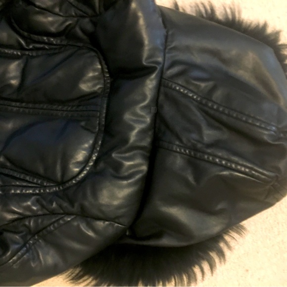 Rudsak Lamb Leather Goose Down Winter Coat with Rabbit Fur Hood - Picture 4 of 16